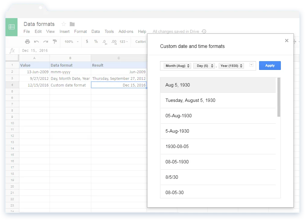Google Sheets Data Format: Custom Date and Time Formats in Google Sheets