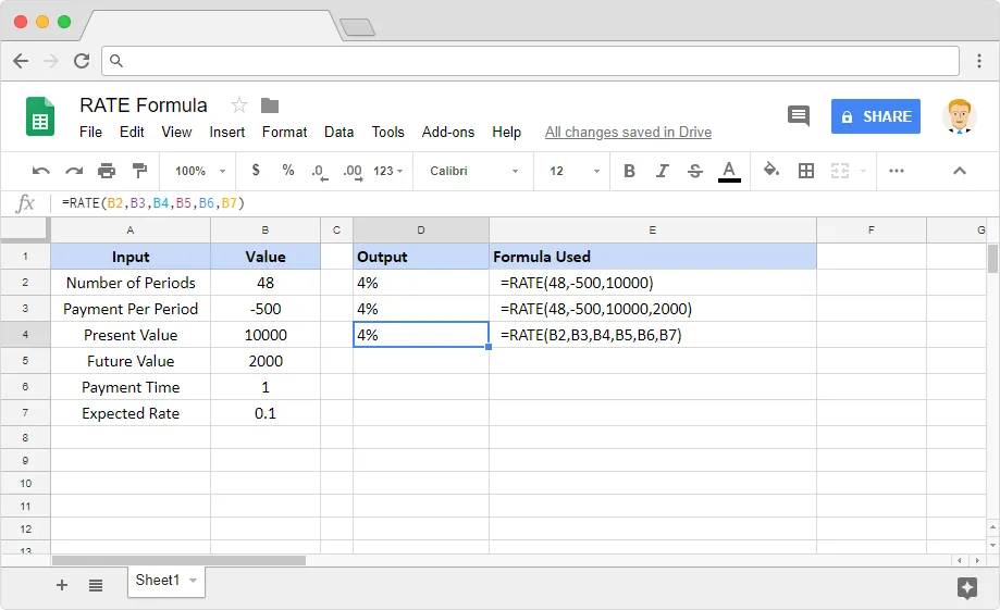 How to use the RATE formula in Google Sheets Sheetgo Blog