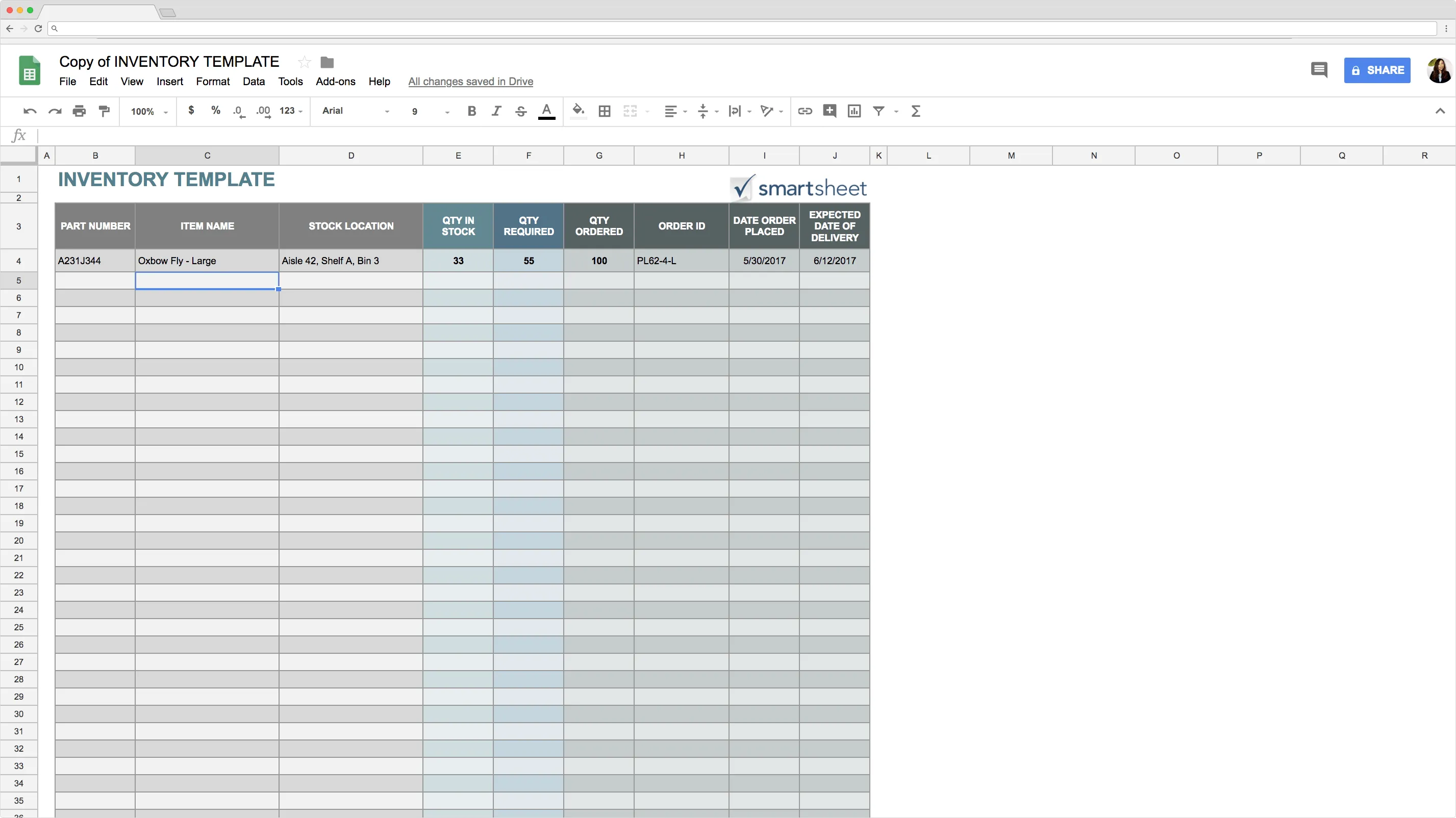 Inventory Checklist Template Google Sheets