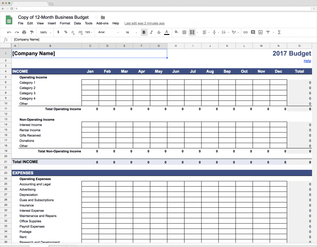 google sheets templates