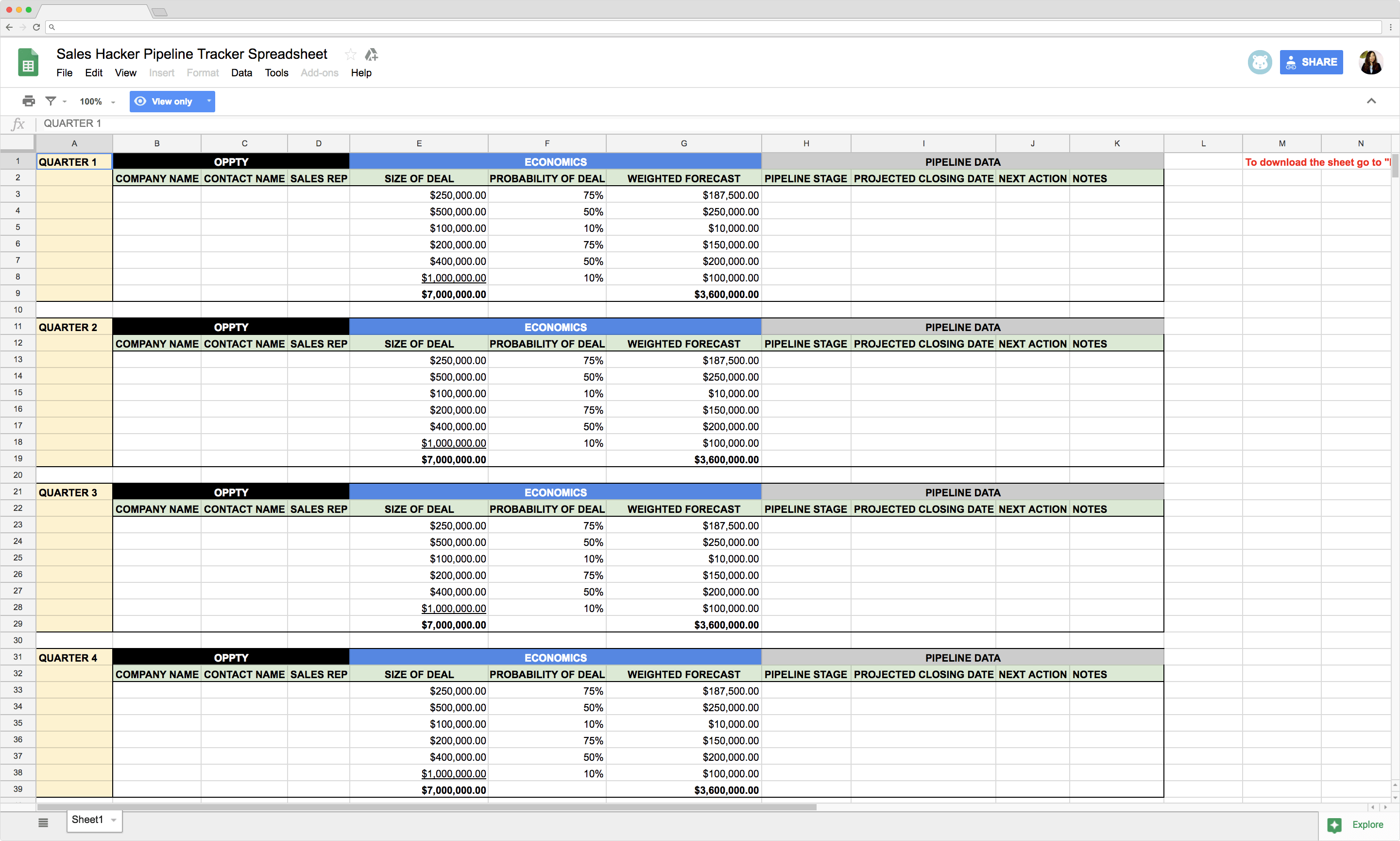 business plan on google sheets