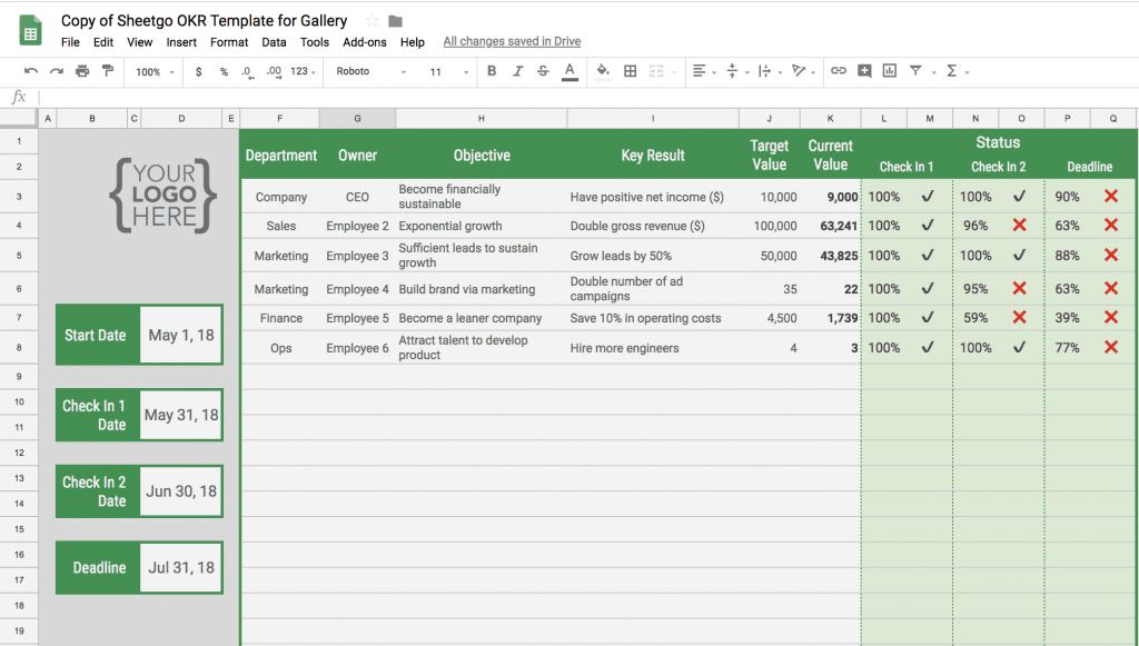 Okr Template Google Sheets