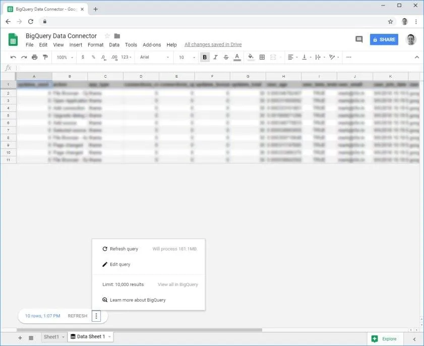biqquery-connector BigQuery Google Sheets Connector