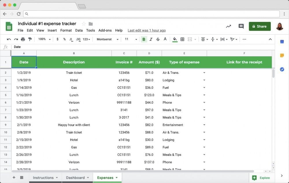 Expense Tracker Google Sheets Template