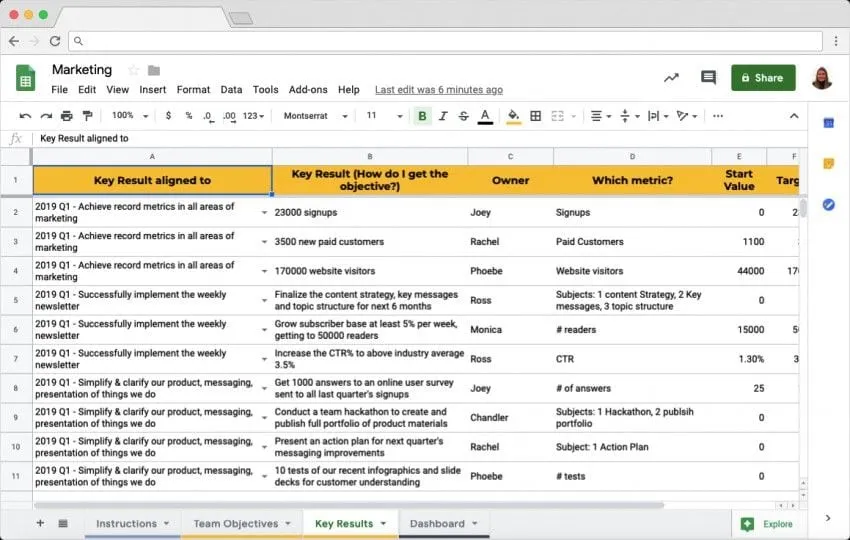 OKR Template in Google Sheets Blog Sheetgo