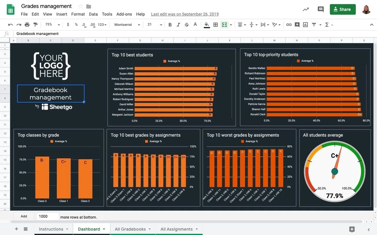 Gradebook template in Google Sheets Sheetgo Blog