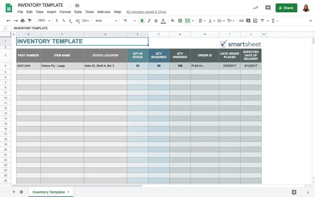 contoh form inventory restaurant