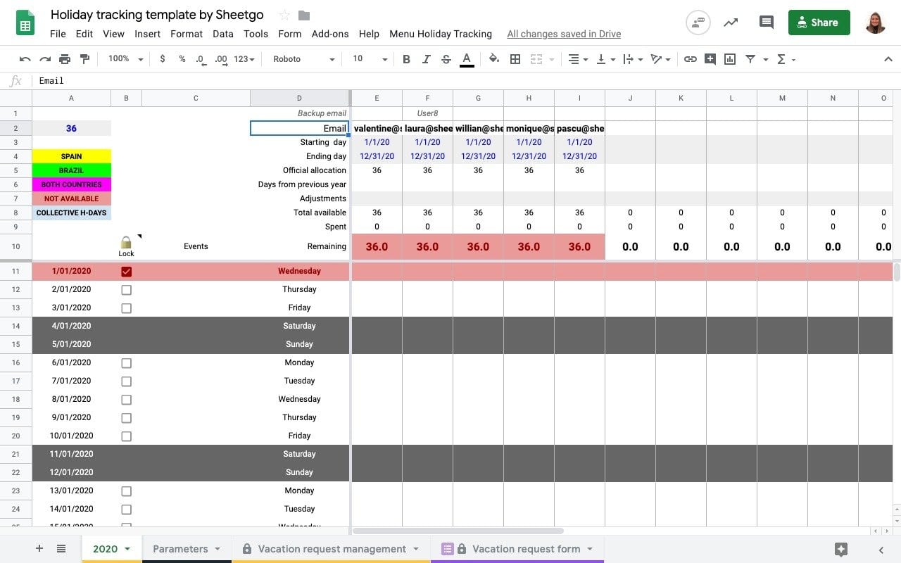 Vacation Tracker Template from blog.sheetgo.com