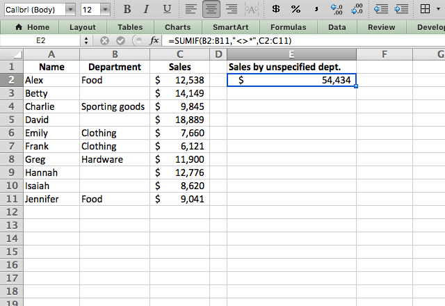 sumif excel blanks 8