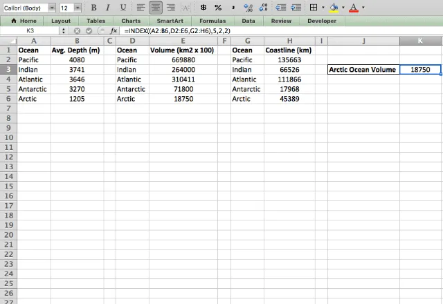3. INDEX reference form INDEX Excel 3 reference form