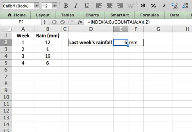 4. INDEX with COUNTA INDEX Excel 4 index with counta