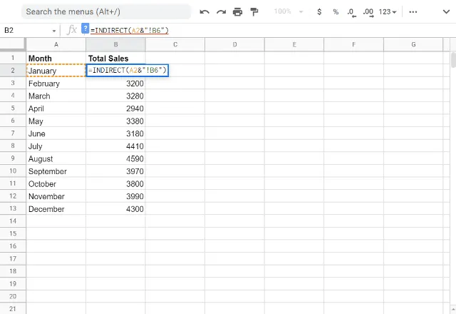 How to use the INDIRECT function in Google Sheets