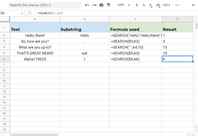 How to use the SEARCH function in Google Sheets Sheetgo Blog