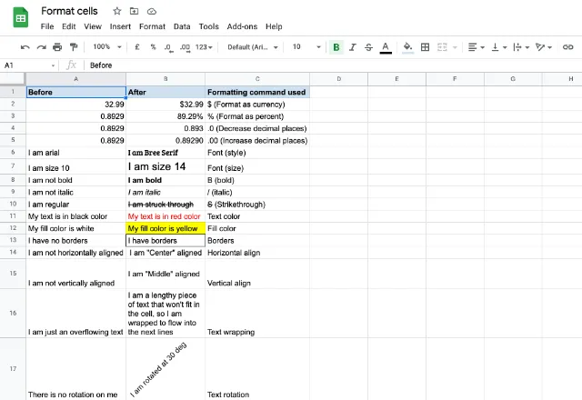 format cells in google sheets 2