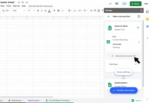 Connect Google Sheets add another source file