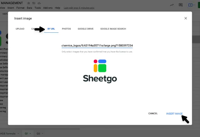 google sheets image in cell 6