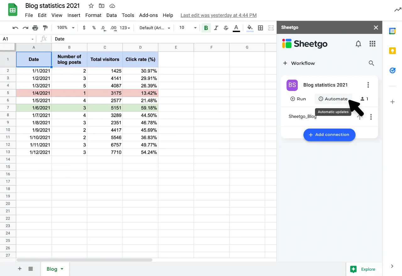 How do I update data from one Google Sheet to another?