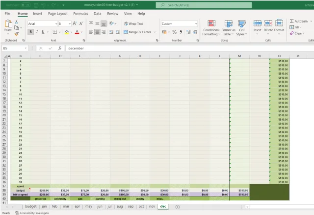 budget template excel free