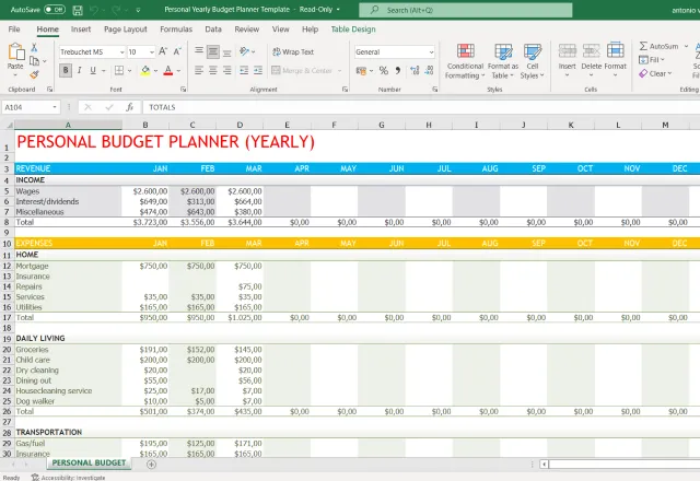 Free budget template in Excel 3