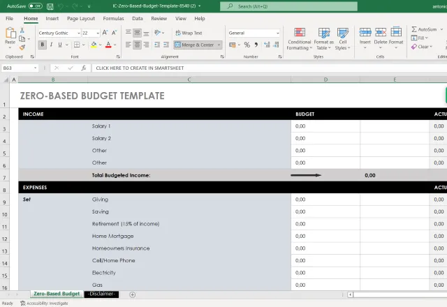 excel spreadsheet zero budget household