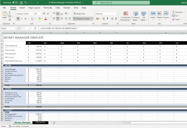 Free budget template in Excel 7