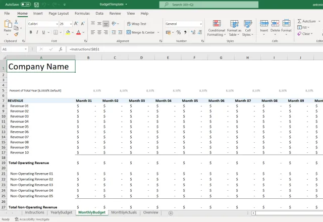 personal budget excel template