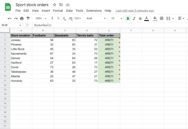 ref error google spreadsheet 2