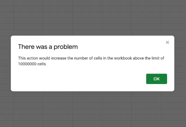 Google Sheets cell limit 0
