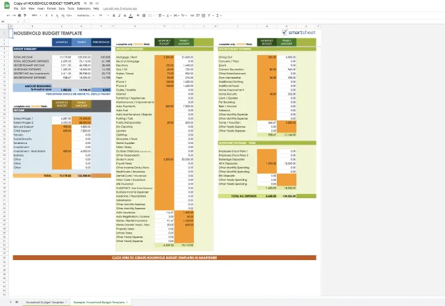 Monthly Budget Spreadsheet Template for Google Sheets, Budget Planner