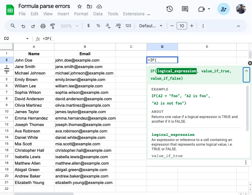 formula parse error 8